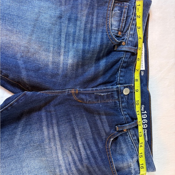 Gap 1969 Japanese Selvedge Denim Blue Jeans Women's Sz 29r button fly Boyfriend - Picture 5 of 8
